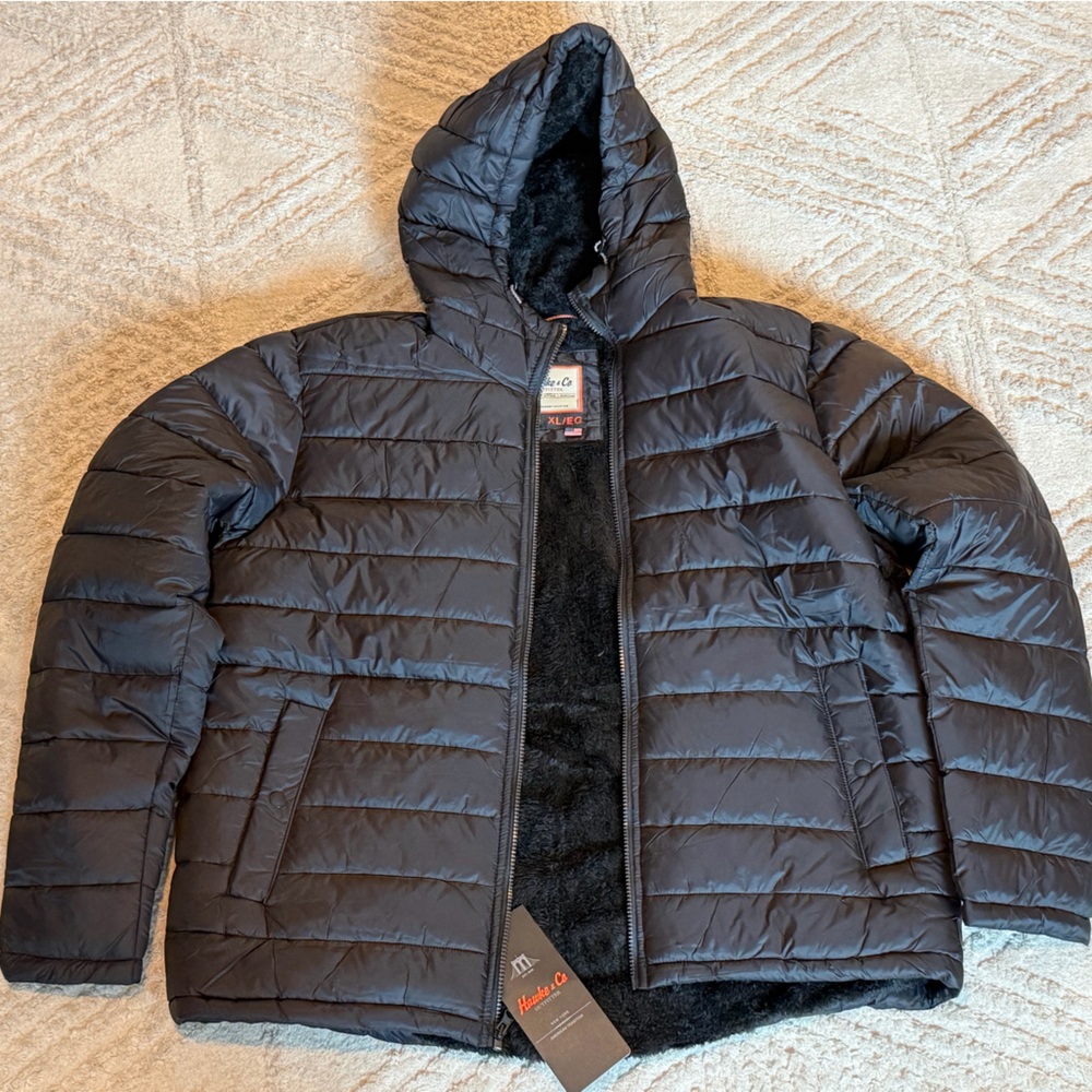 Hawke & Co Men's Black Puffer Jacket fur lined